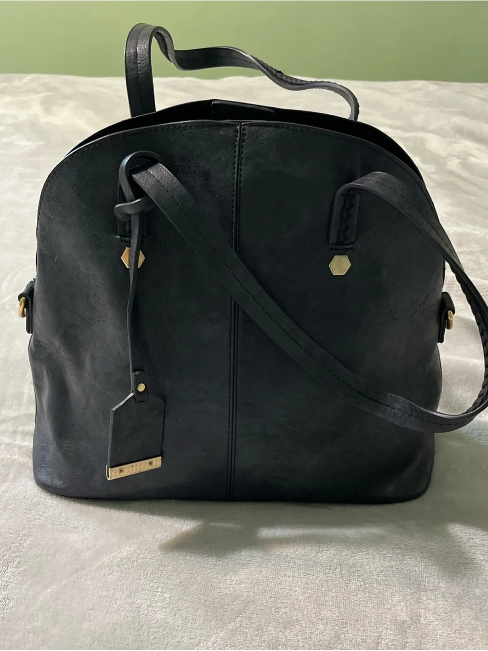 Mellow World Rory Navy Tote Purse Shoulder Bag Vegan Leather Satchel